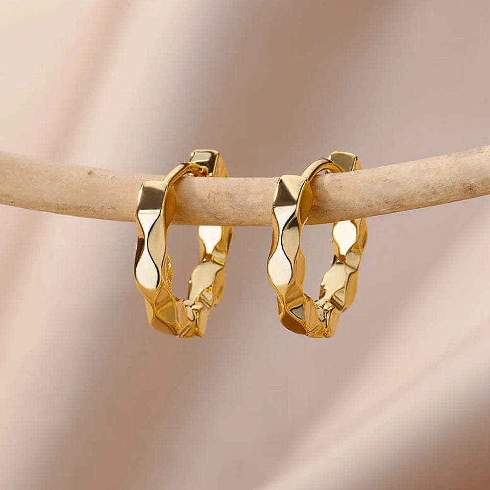 Elegant Round Earrings for Women Girls Luxury Stainless Steel Hoop Earrings Vintage Wedding Engagement Aesthetic Jewerly aretes Espiga Jewelry