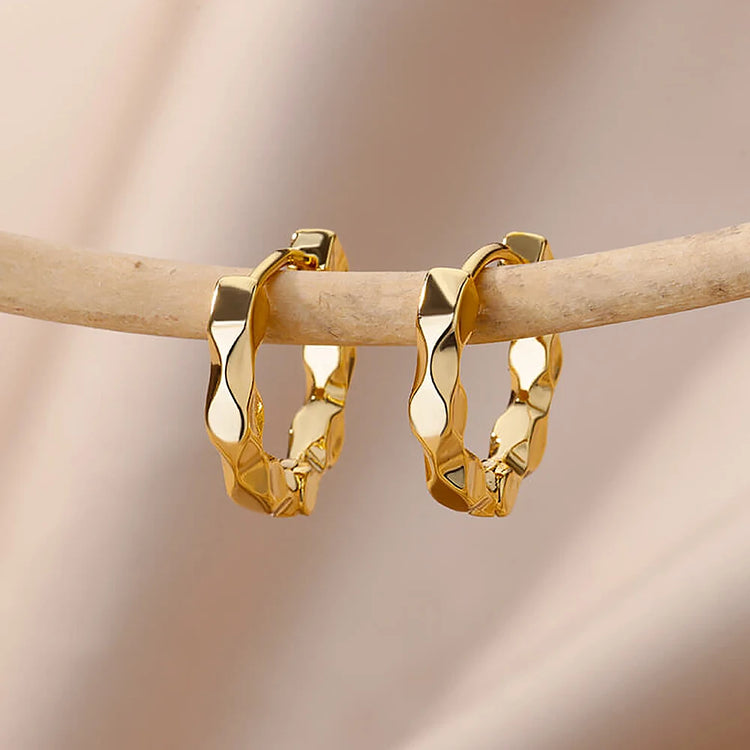 Elegant Round Earrings for Women Girls Luxury Stainless Steel Hoop Earrings Vintage Wedding Engagement Aesthetic Jewerly aretes Espiga Jewelry