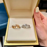 18K gold-plated rotatable single diamond ring for couples Espiga Jewelry