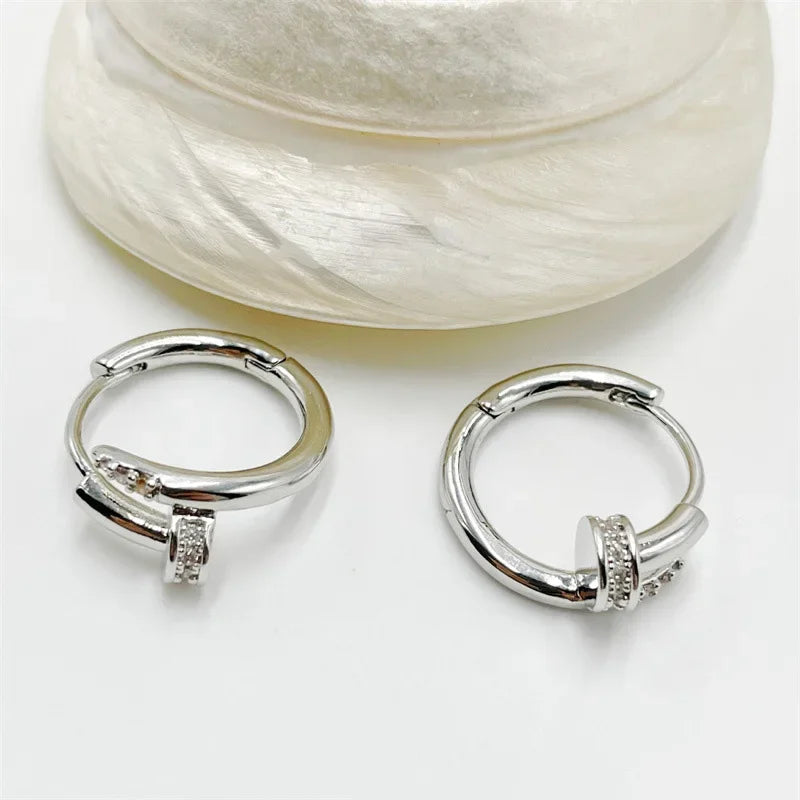 XINYI Plated Zircon Round Circle Hoop Earring for Women Minimalist Trendy Accessories Party Wedding Jewelry gifts Espiga Jewelry