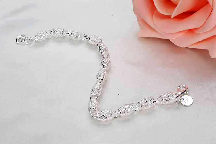 925 Sterling Silver Bracelet Zirconia Geometric Chain Linked For Women Charm Bangle Fashion Lucky Jewelry Gift Christmas Espiga Jewelry