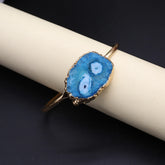 Fashion Jewerly Gift Bracelets Femme Acier Inoxidable Zinc Alloy Cuff Bracelet Fashion Colorful Natural Embryo Agate Stone Espiga Jewelry