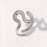 Fashion Stainless Steel Waterproof Open Ring Personality Charms PVD Real Gold 18K Plated Trendy Jewelry for Women Espiga Jewelry