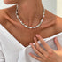 KunJoe Elegant Imitation Pearl Choker Necklace Women Retro Gold Color Acrylic Beaded Clavicle Chain Party Jewelry on the Neck、 Espiga Jewelry