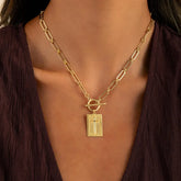 New Fashion Cross Pendant Necklace for Women Toggle Clasp Rectangle Necklaces Paperclip Collarbone Chain Christian Faith Jewelry Espiga Jewelry