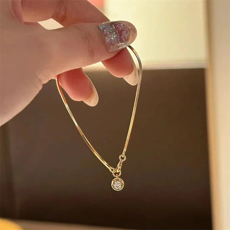 Luxury Stainless Steel Bracelet New High-End Minimalist Zircon Charm Blade Chain Women’s Bracelet Party Jewelry Gift Espiga Jewelry