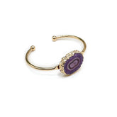Fashion Jewerly Gift Bracelets Femme Acier Inoxidable Zinc Alloy Cuff Bracelet Fashion Colorful Natural Embryo Agate Stone Espiga Jewelry