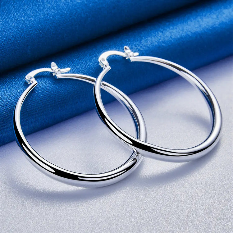 1 pair 925 sterling silver 40mm exquisite round earrings fashion women jewelry gift jewelry accessories charm party Espiga Jewelry