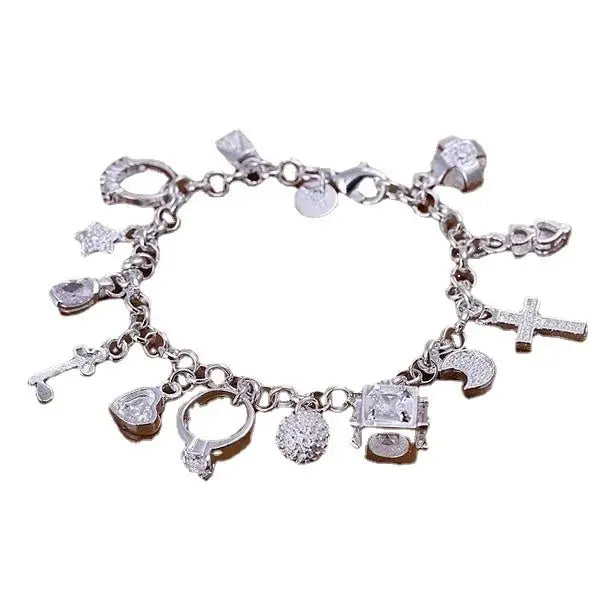 Bracelet European and American Silver Fashion Thirteen Pendant Bracelet Women&