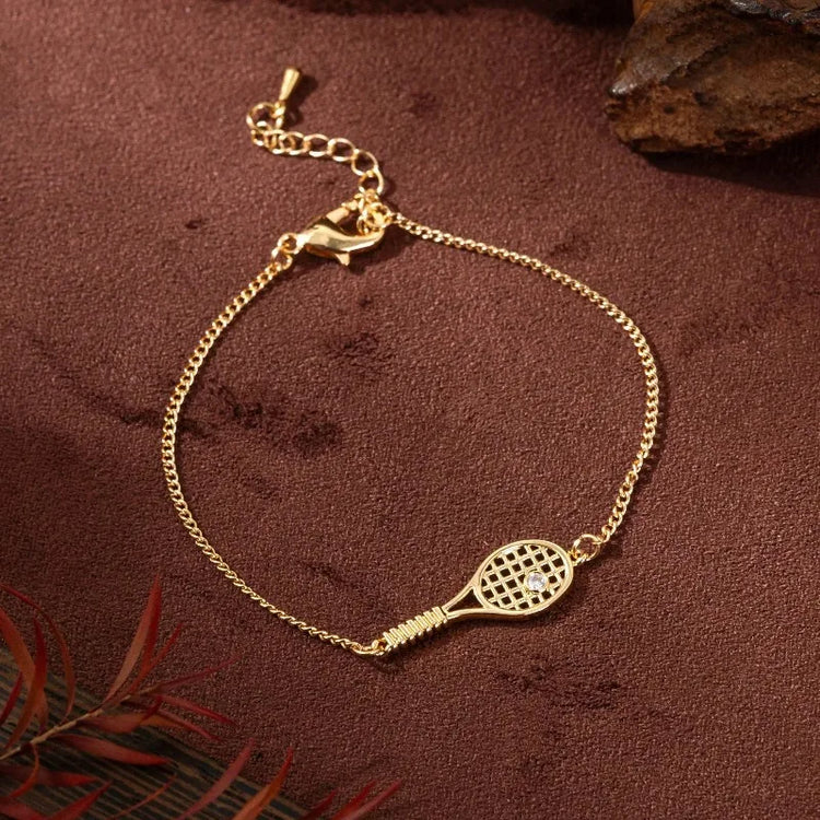 Tennis Racket Necklace Minimalist Alloy Pendant Sporty Chic Choker Adjustable Chain Athleisure Jewelry Gift for Her Espiga Jewelry