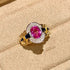 Red Zircon Adjustable Ring – Gold
