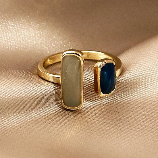 New Adjustable Colorful Drip Glaze Ring Women Fashion Retro Geometric Gold Colour Metal Rings Wedding Jewelry Birthday Gift Espiga Jewelry