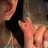 Gold Circle Stud Earrings – view 8