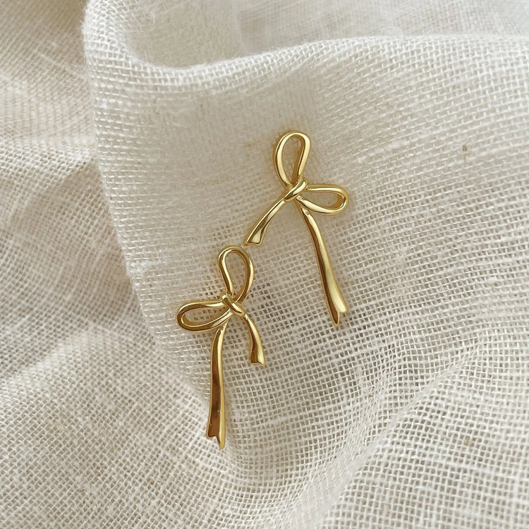 18K Gold Plated Y2K Bow Earrings For Women Stud Nail Fashion Cute Jewelry Piercing Ear Accessories Christmas Gift Aretes Espiga Jewelry