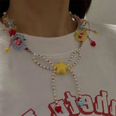 Beaded Star Bow Charm Necklace – view 2