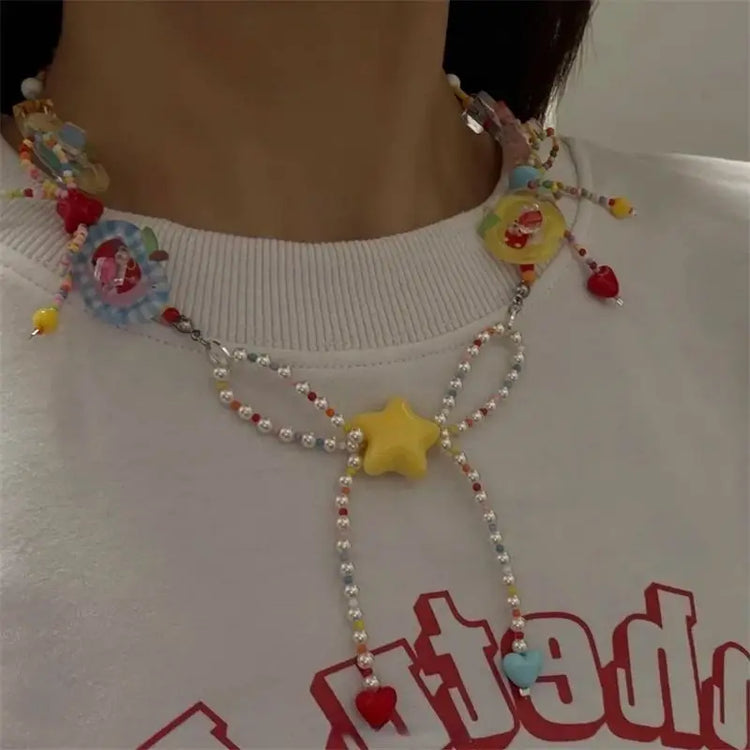 Beaded Star Bow Charm Necklace – view 2