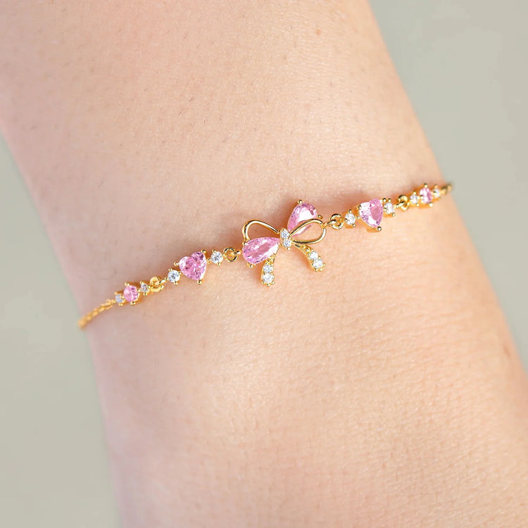 New Fashion Women Girls Trendy Sweetness Lovely Shiny Zircon Bow Bowknot Chain Bracelets Jewelry Female Party Gifts Espiga Jewelry