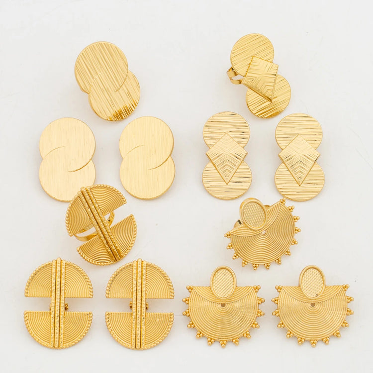 New   Plated Jewelry Set For Women Design Dubai Fashion Earrings and Ring Set African Bridal Wedding Jewelry Party Gift Espiga Jewelry