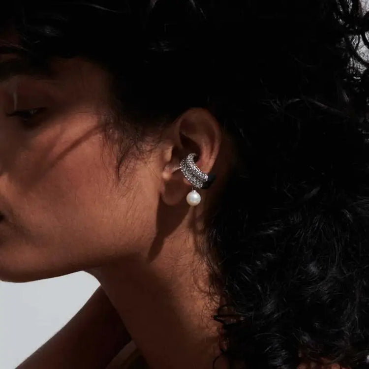 Zircon Pearl Ear Cuff Espiga Jewelry