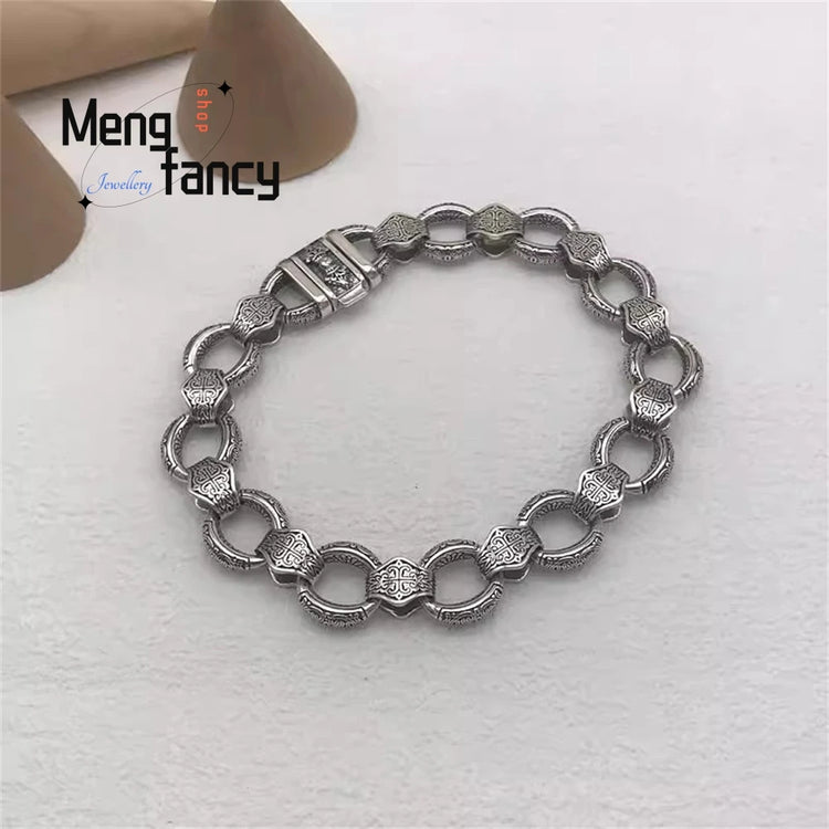 New Bracelet Is Exquisitely Carved With A Vajra Clasp, Featuring A Unique Retro, Powerful, Fashionable And High-End Look Luxury Espiga Jewelry