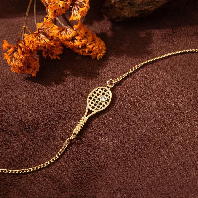 Tennis Racket Necklace Minimalist Alloy Pendant Sporty Chic Choker Adjustable Chain Athleisure Jewelry Gift for Her Espiga Jewelry