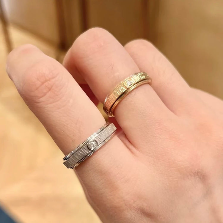 18K gold-plated rotatable single diamond ring for couples Espiga Jewelry