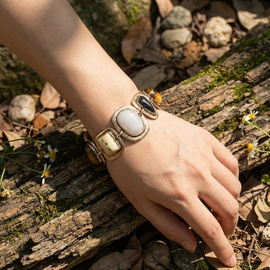 Boho Resin Stone Link Bracelet – view 3