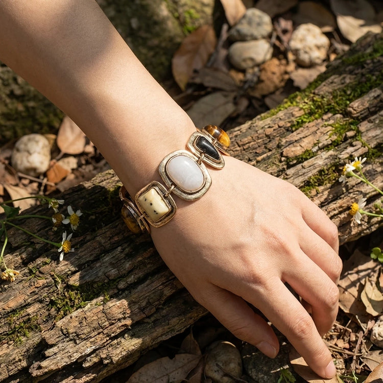 Boho Resin Stone Link Bracelet – view 3