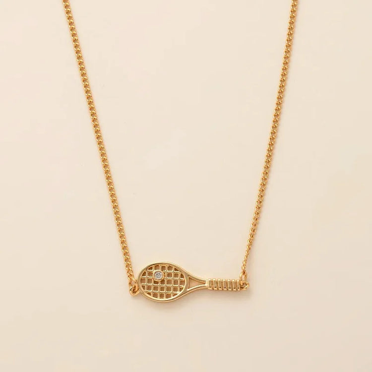 Tennis Racket Necklace Minimalist Alloy Pendant Sporty Chic Choker Adjustable Chain Athleisure Jewelry Gift for Her Espiga Jewelry