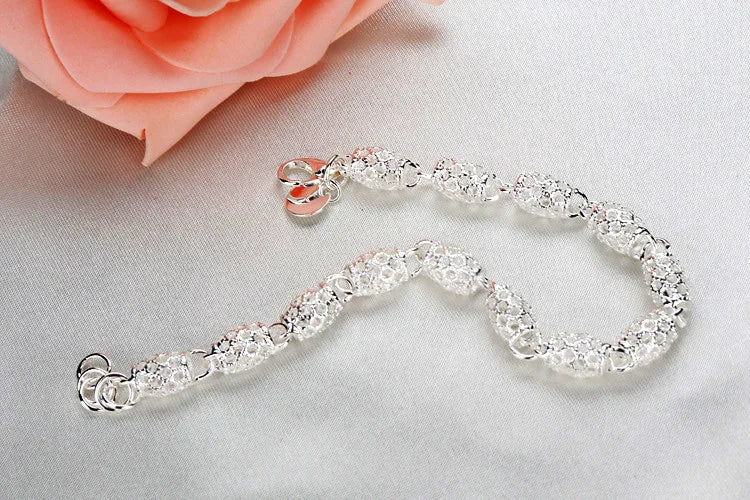 925 Sterling Silver Bracelet Zirconia Geometric Chain Linked For Women Charm Bangle Fashion Lucky Jewelry Gift Christmas Espiga Jewelry