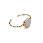 Fashion Jewerly Gift Bracelets Femme Acier Inoxidable Zinc Alloy Cuff Bracelet Fashion Colorful Natural Embryo Agate Stone Espiga Jewelry