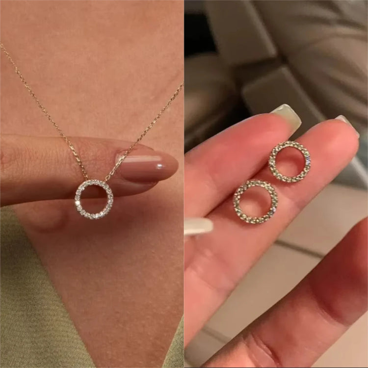 Gold Circle Stud Earrings – Gold Earrings and Necklace Set