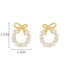 Round Wreath Bow Pearl Stud Earrings Elegant Trend Fashion Korean Women Jewelry Simple Pearl Stud Earrings Small Zircon Ear Clip Espiga Jewelry