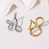 Fashion Stainless Steel Waterproof Open Ring Personality Charms PVD Real Gold 18K Plated Trendy Jewelry for Women Espiga Jewelry