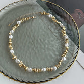 KunJoe Elegant Imitation Pearl Choker Necklace Women Retro Gold Color Acrylic Beaded Clavicle Chain Party Jewelry on the Neck、 Espiga Jewelry