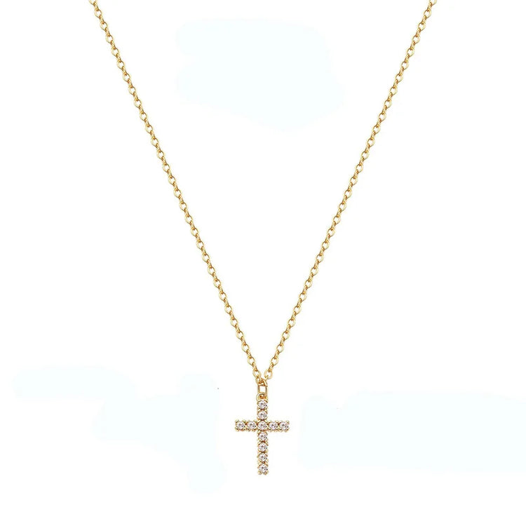 New Fashion Cross Pendant Necklace for Women Toggle Clasp Rectangle Necklaces Paperclip Collarbone Chain Christian Faith Jewelry Espiga Jewelry