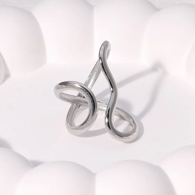 Fashion Stainless Steel Waterproof Open Ring Personality Charms PVD Real Gold 18K Plated Trendy Jewelry for Women Espiga Jewelry