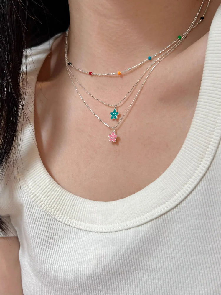 925 Silver Sterling Silver Necklace With Simple Geometric Multicolour Beads Choker Shiny Delicate Collarbone Chain For Women&