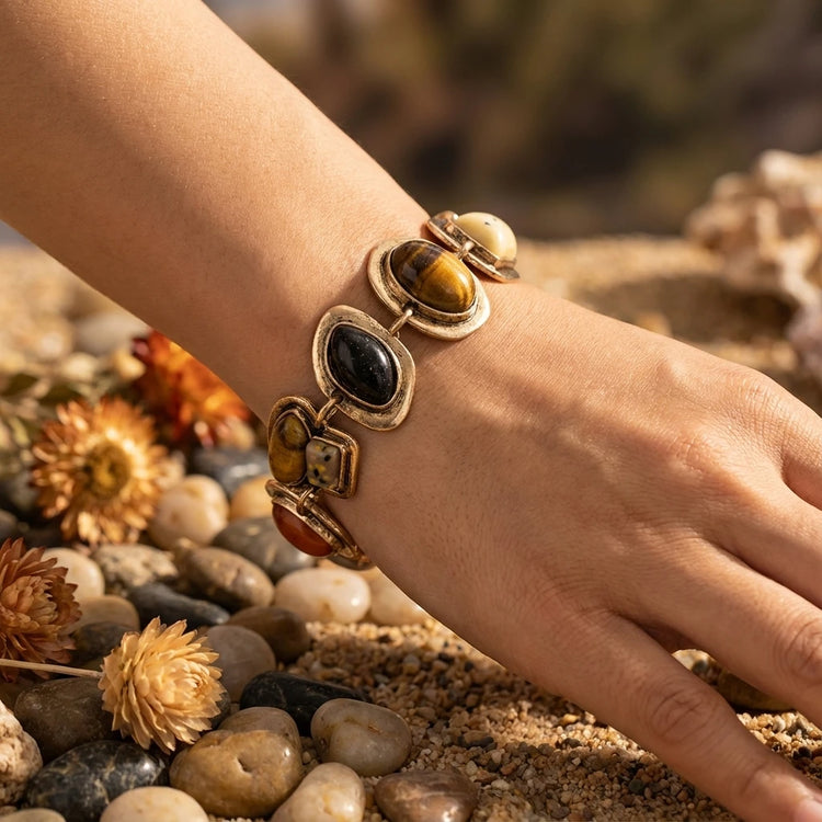 Boho Resin Stone Link Bracelet – view 2