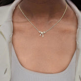 Gold Necklace for Women Bow Necklace Gold Silver Plated Necklace Cute Bow Pendant Choker Chain Necklaces for Women Jewelry Gift Espiga Jewelry