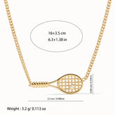 Tennis Racket Necklace Minimalist Alloy Pendant Sporty Chic Choker Adjustable Chain Athleisure Jewelry Gift for Her Espiga Jewelry