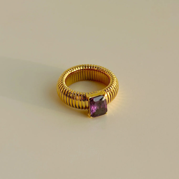 Colorful Zircon Stretch Ring – Purple