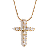 E. B. Belle Sparkling Luxury Colored Zirconia Cross Pendant Stainless Steel Women&