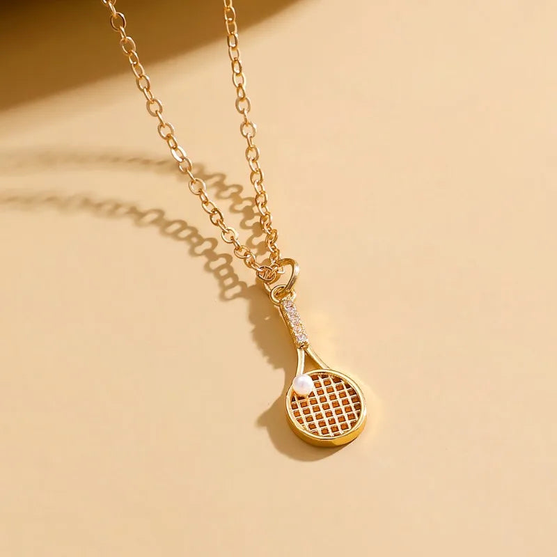 Tennis Racket Necklace Minimalist Alloy Pendant Sporty Chic Choker Adjustable Chain Athleisure Jewelry Gift for Her Espiga Jewelry