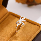 New Simple Element 925 Sterling Silver Jewelry Bow Female Wholesale Hot Popular Beautiful Opening Rings     R205 Espiga Jewelry