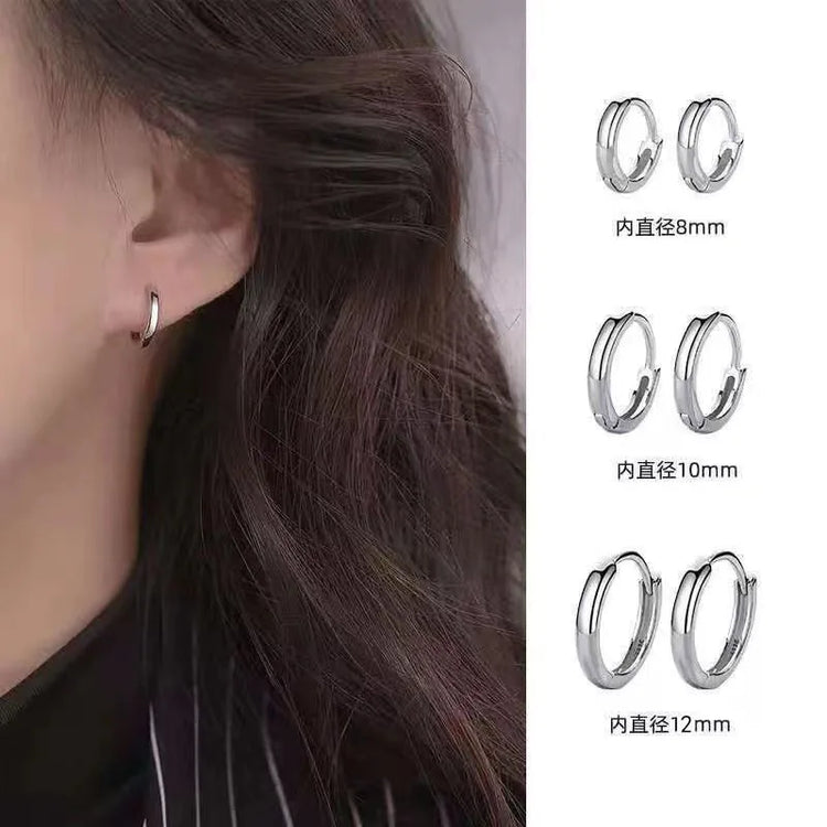 Exquisite 925 Sterling Silver Small Earrings, Plain Silver, Comfortable Earrings, Smooth Earrings, Suitable for Girls, Women Espiga Jewelry