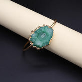 Fashion Jewerly Gift Bracelets Femme Acier Inoxidable Zinc Alloy Cuff Bracelet Fashion Colorful Natural Embryo Agate Stone Espiga Jewelry
