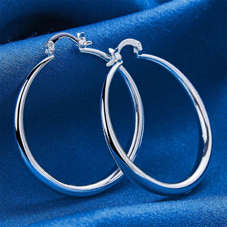 1 pair 925 sterling silver 40mm exquisite round earrings fashion women jewelry gift jewelry accessories charm party Espiga Jewelry