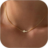 New Fashion Cross Pendant Necklace for Women Toggle Clasp Rectangle Necklaces Paperclip Collarbone Chain Christian Faith Jewelry Espiga Jewelry