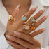 Ingemark 5Pcs/Set Retro Gold Color Irregular Metal Ring for Women Bohemian Open Adjustable Wide Ring Aesthetic Y2K Jewelry Gift Espiga Jewelry